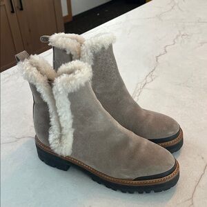 Marc Fisher Grey Shearling-Lined Boots